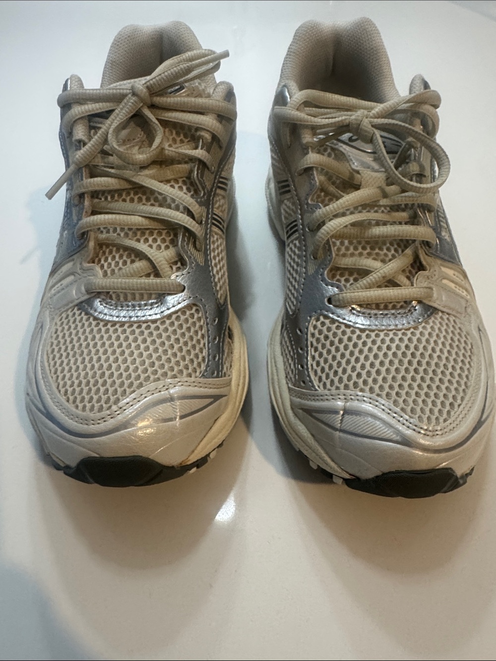 Asics Men's Athletic Sneakers in Beige and Silver